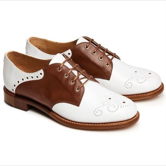 The Office of Angela Scott Mr Presley cognac and white womens derby Oxford size - Picture 10 of 11